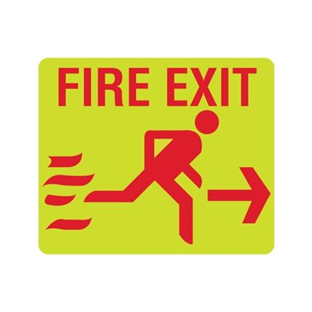 Luminescent Fire Exit Running Right Arrow 10"x12" Sign